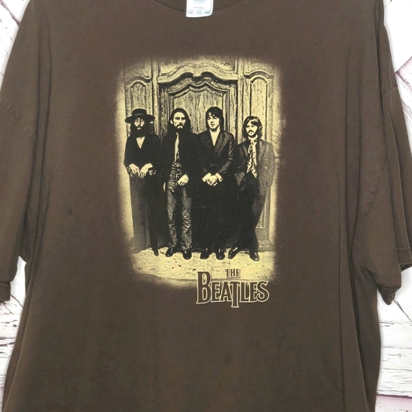 Vintage The Beatles Hey Jude Rustic Brown T-Shirt - Picture 3 of 4